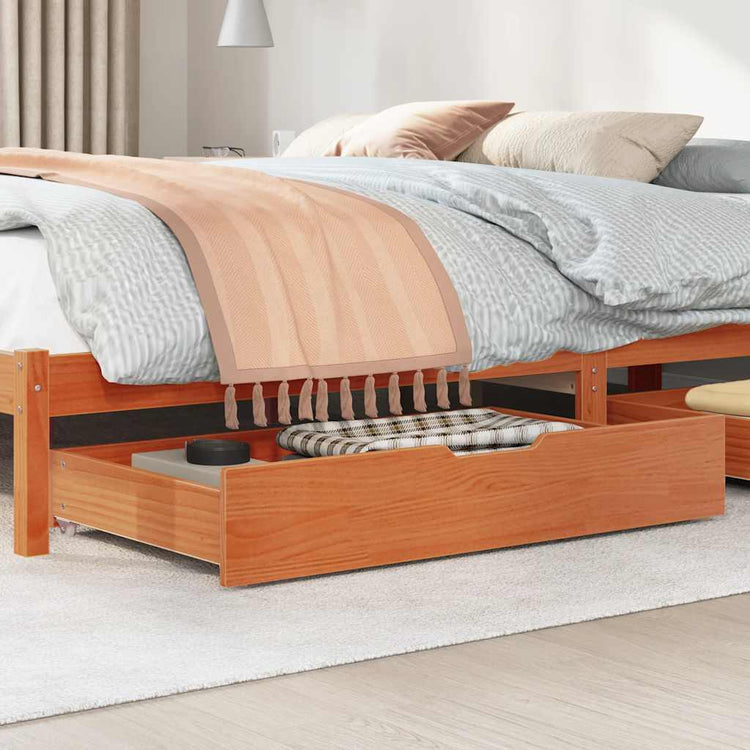 VIDAXL -Bettlades 2 PCs 90x55x16 Festkiefer Wäsche braun