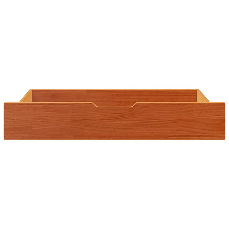 VIDAXL -Bettlades 2 PCs 90x55x16 Festkiefer Wäsche braun