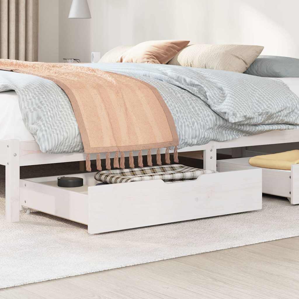 Vidaxl -Bettlades 2 PCs 85x55x16 cm Festkieferweiß weiß