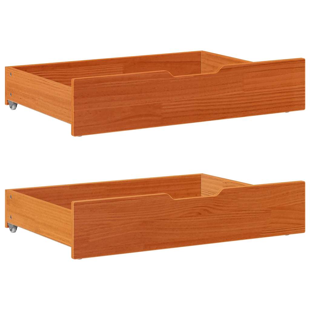Vidaxl -Bettlades 2 ST 85x55x16 Festkiefer Wäsche braun