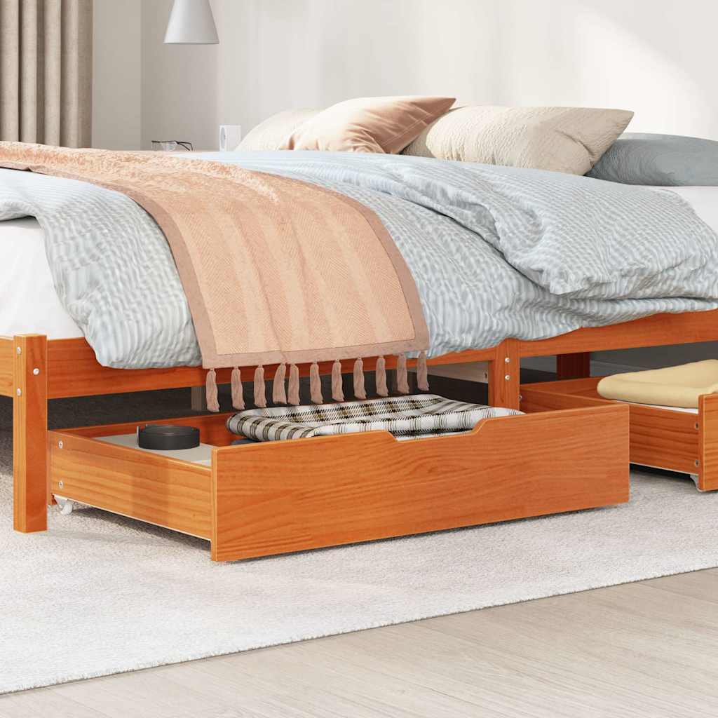 Vidaxl -Bettlades 2 ST 85x55x16 Festkiefer Wäsche braun