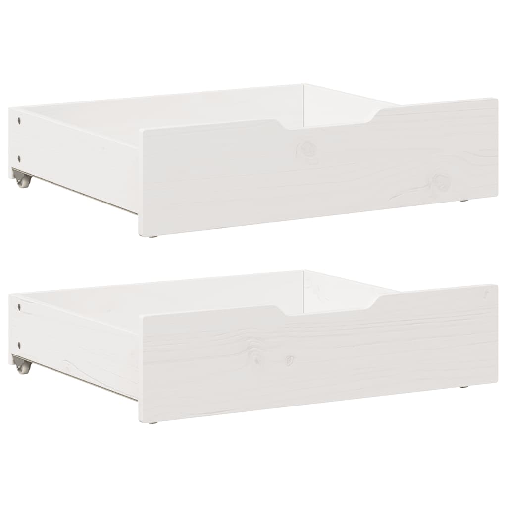 Vidaxl -Bettlades 2 PCs 75x55x16 cm Festkieferweiß weiß