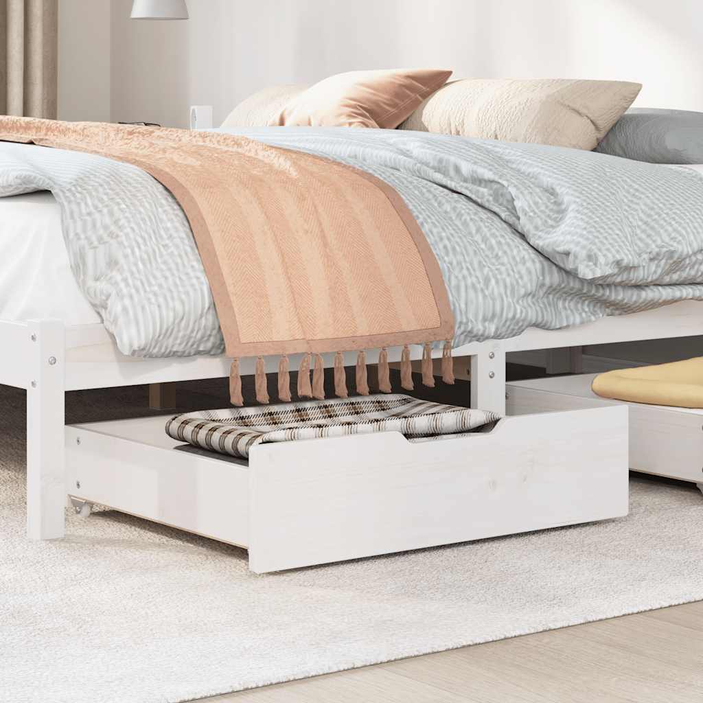 Vidaxl -Bettlades 2 PCs 75x55x16 cm Festkieferweiß weiß
