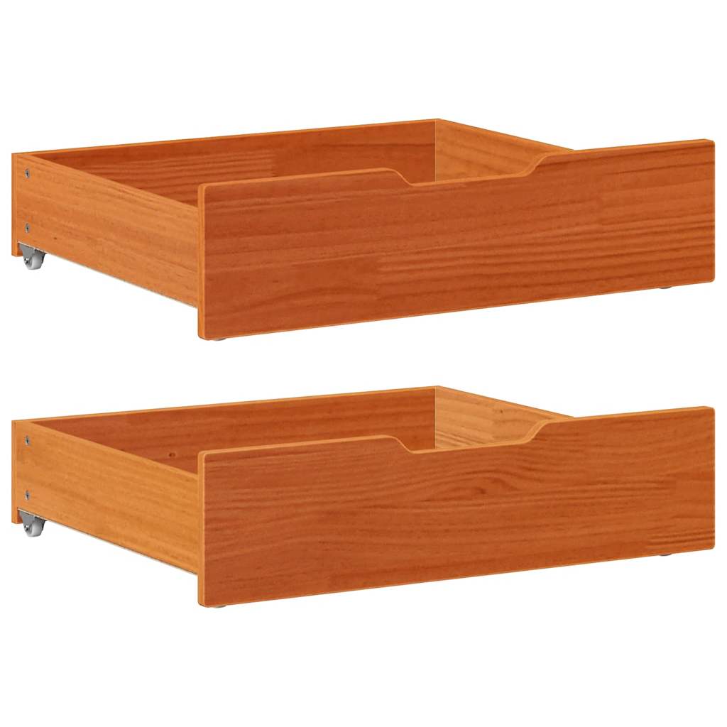 VIDAXL -Bettlades 2 PCs 75x55x16 Festkiefer Wäsche braun