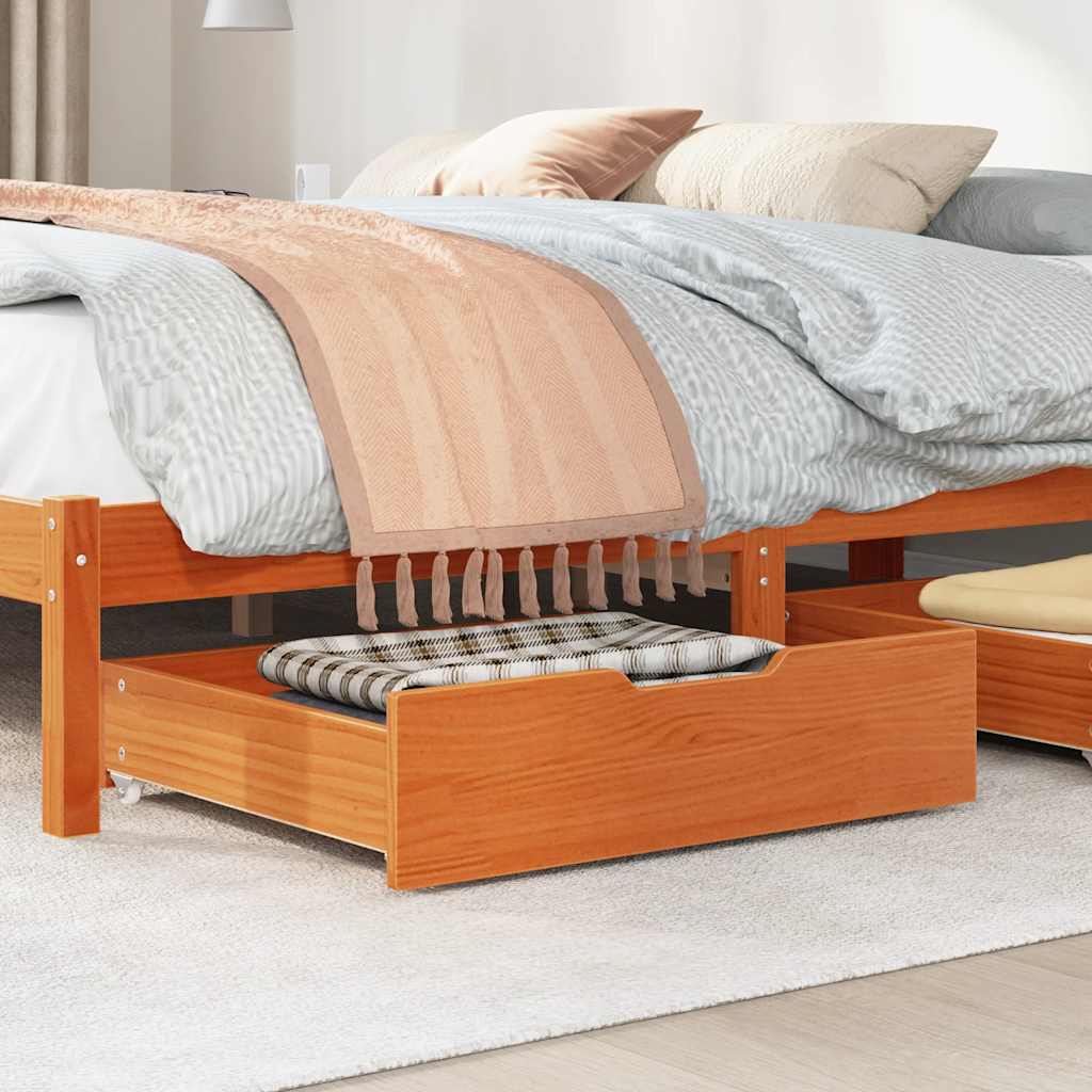 VIDAXL -Bettlades 2 PCs 75x55x16 Festkiefer Wäsche braun