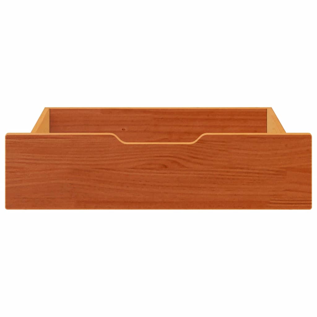 VIDAXL -Bettlades 2 PCs 75x55x16 Festkiefer Wäsche braun