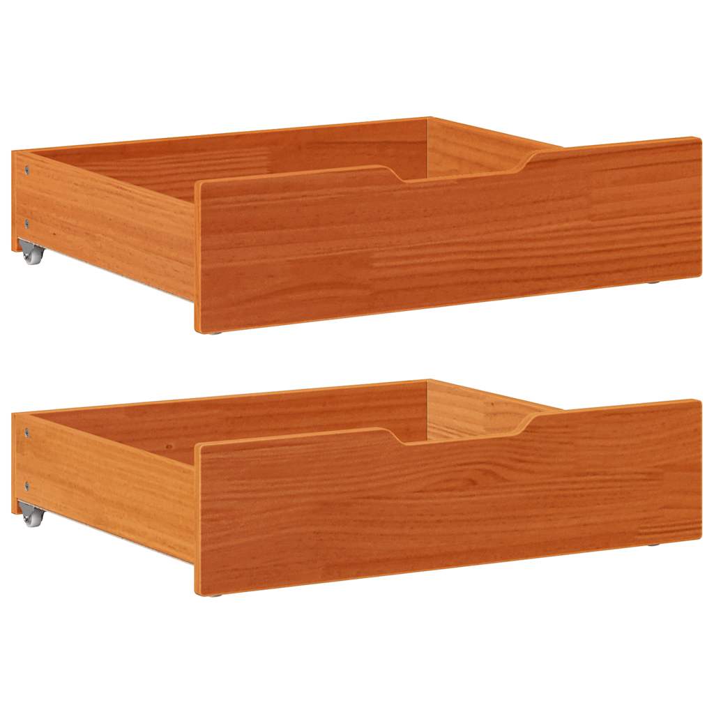 VIDAXL -Bettlades 2 PCs 65x55x16 Festkiefer Wäsche braun