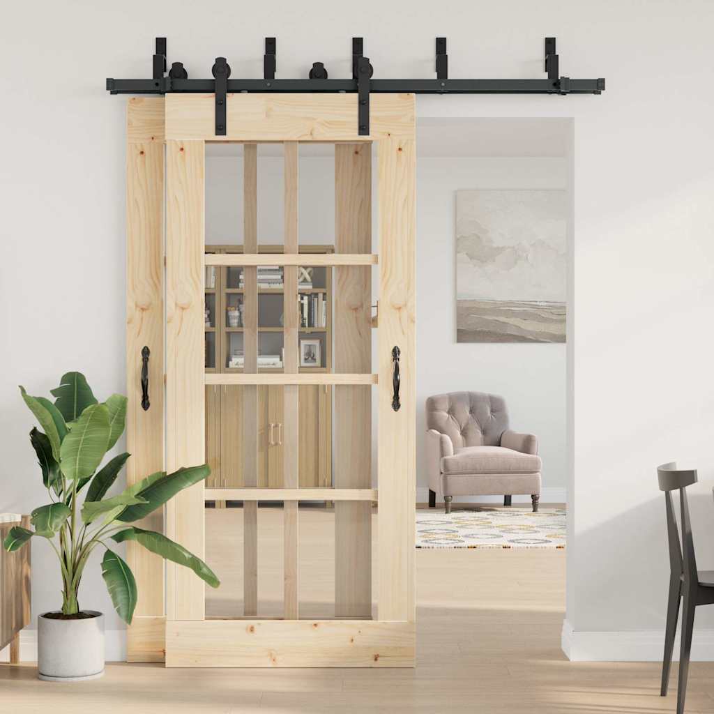 Vidaxxl Box mit Teilen für Schiebetür 183 cm Stahl schwarz