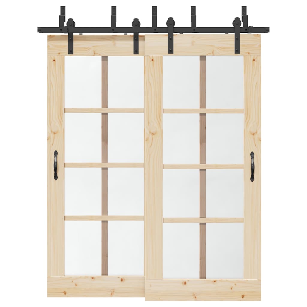 Vidaxxl Box mit Teilen für Schiebetür 183 cm Stahl schwarz