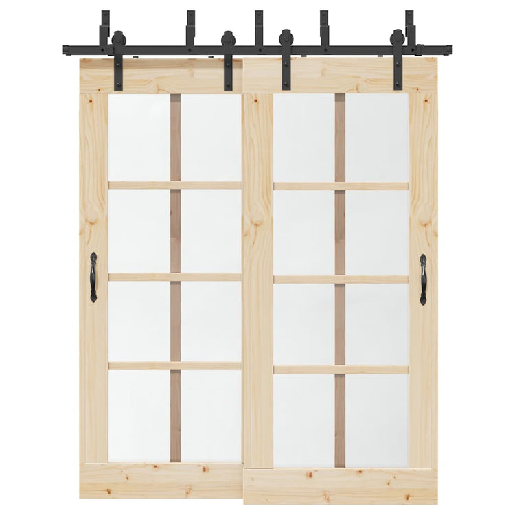 Vidaxxl Box mit Teilen für Schiebetür 183 cm Stahl schwarz