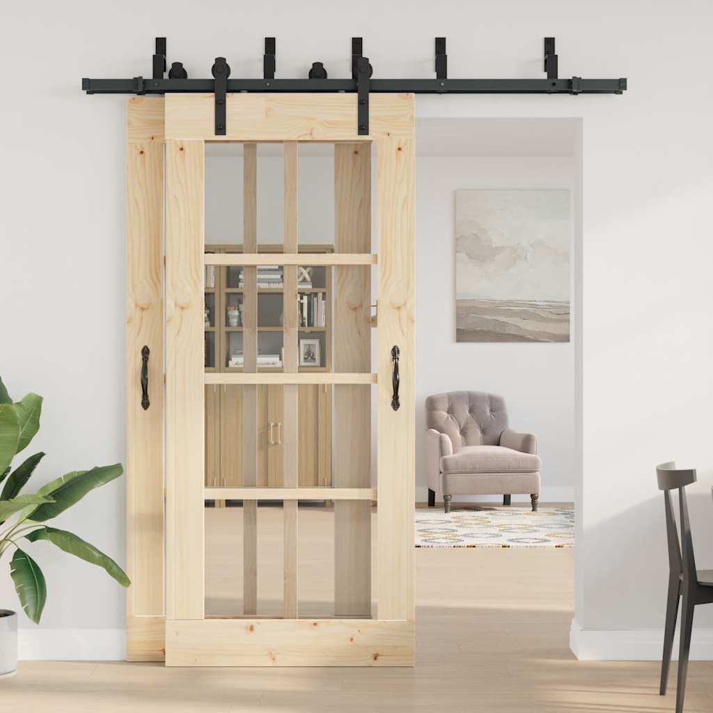 Vidaxxl Box mit Teilen für Schiebetür 200 cm Stahl schwarz