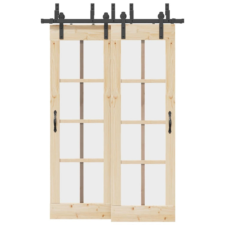 Vidaxxl Box mit Teilen für Schiebetür 152,5 cm Stahl schwarz