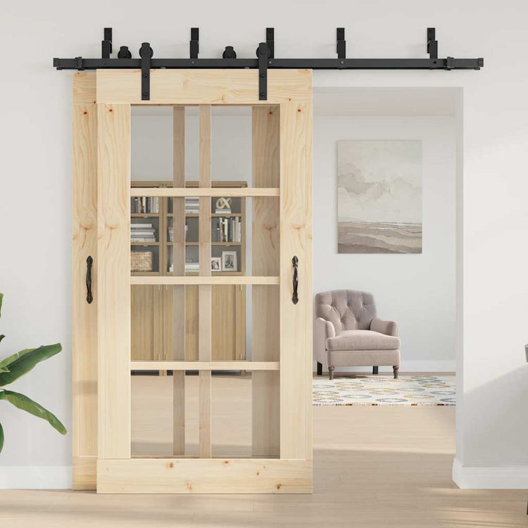 Vidaxxl Box mit Teilen für Schiebetür 213,5 cm Stahl schwarz