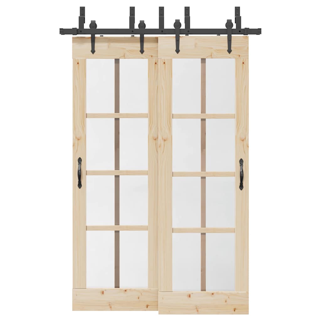 Vidaxxl Box mit Teilen für Schiebetür 152,5 cm Stahl schwarz