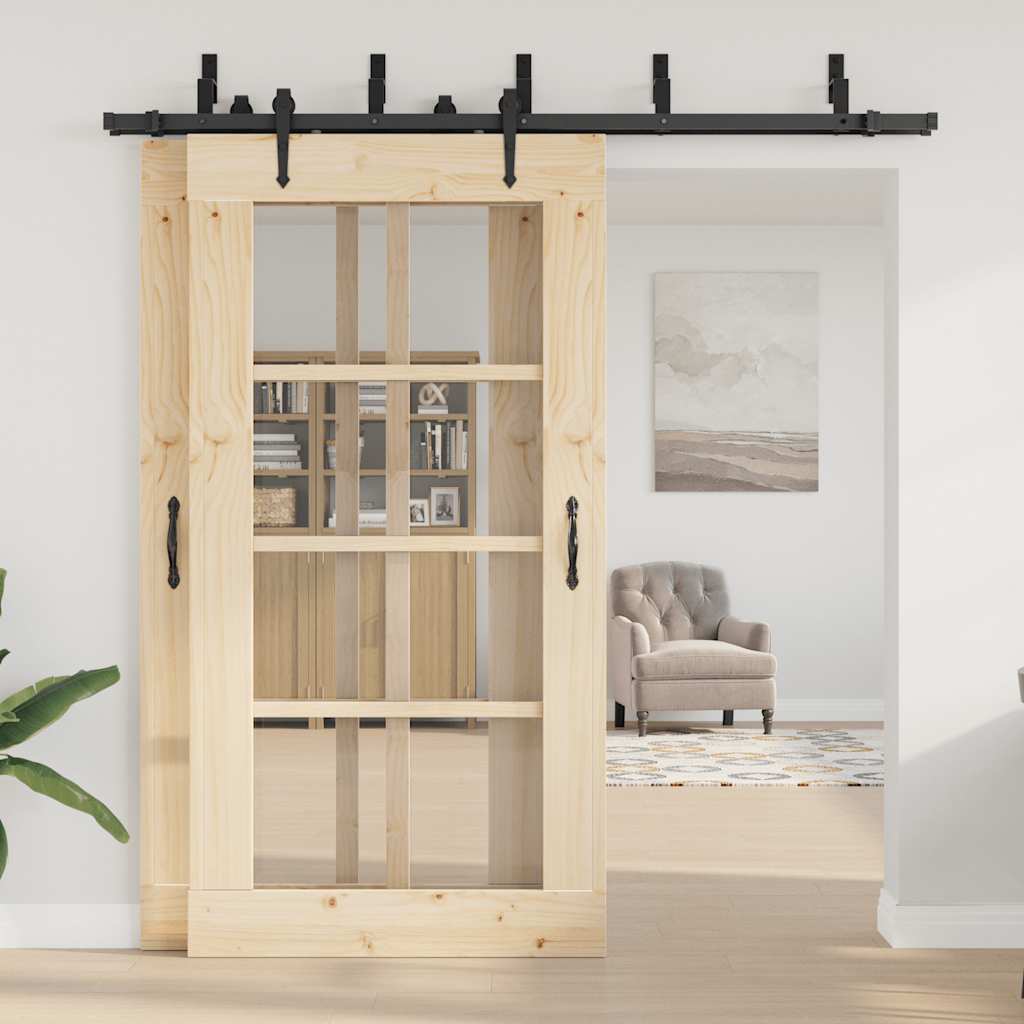 Vidaxxl Box mit Teilen für Schiebetür 213,5 cm Stahl schwarz