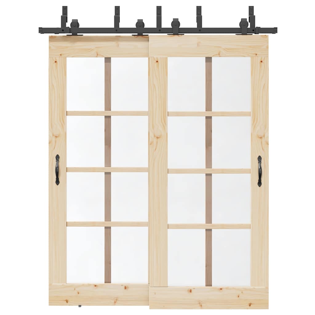 Vidaxxl Box mit Teilen für Schiebetür 183 cm Stahl schwarz