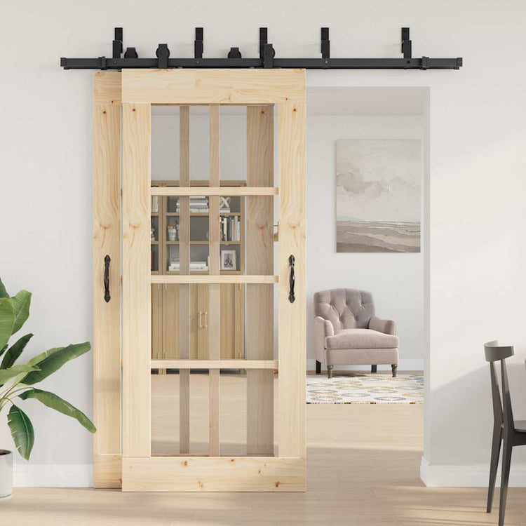 Vidaxxl Box mit Teilen für Schiebetür 200 cm Stahl schwarz