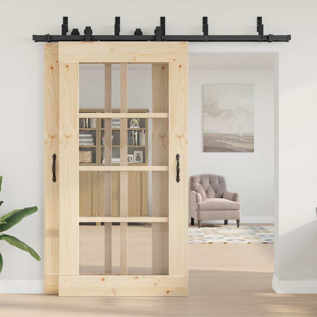Vidaxxl Box mit Teilen für Schiebetür 213,5 cm Stahl schwarz