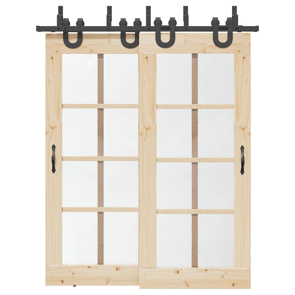 Vidaxxl Box mit Teilen für Schiebetür 183 cm Stahl schwarz