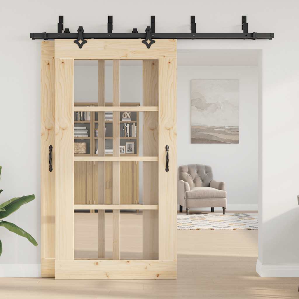 Vidaxxl Box mit Teilen für Schiebetür 213,5 cm Stahl schwarz