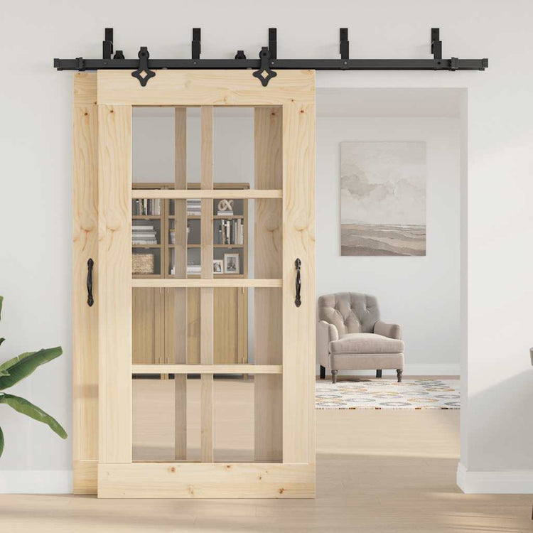 Vidaxxl Box mit Teilen für Schiebetür 213,5 cm Stahl schwarz