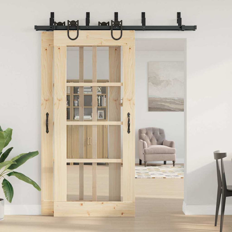Vidaxxl Box mit Teilen für Schiebetür 183 cm Stahl schwarz