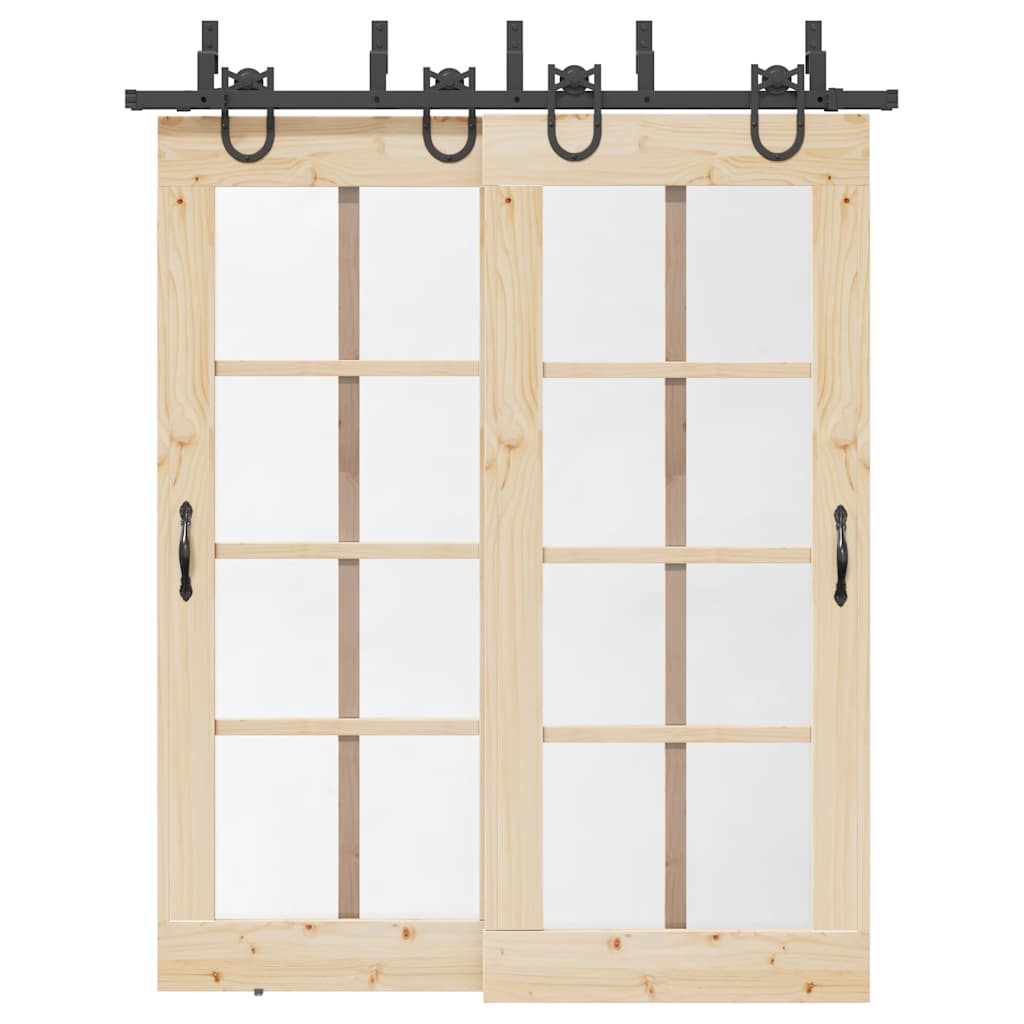 Vidaxxl Box mit Teilen für Schiebetür 183 cm Stahl schwarz