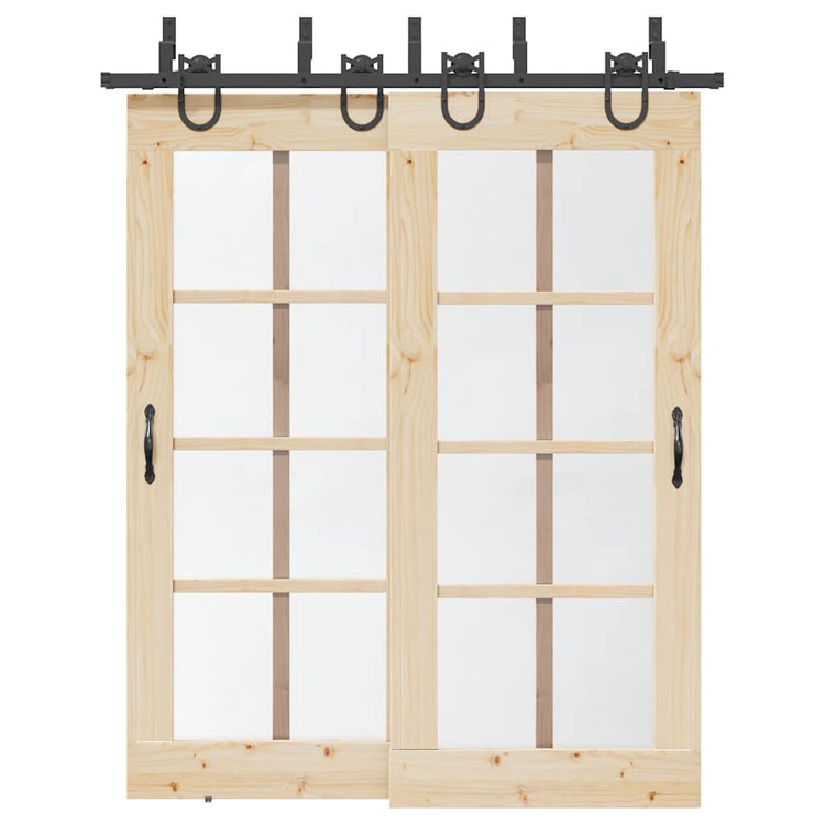 Vidaxxl Box mit Teilen für Schiebetür 183 cm Stahl schwarz
