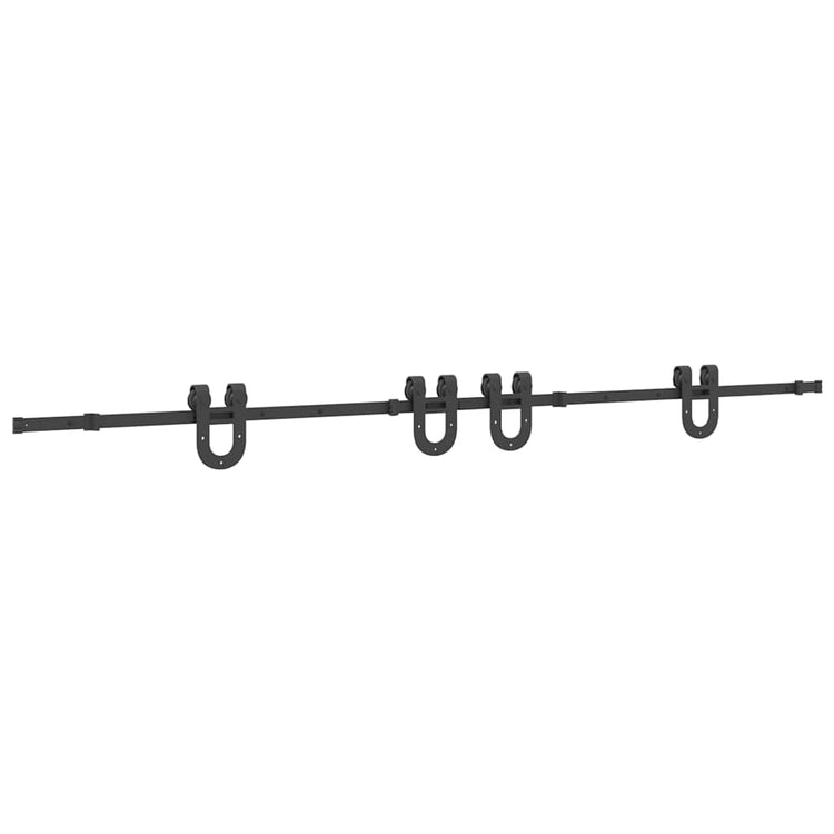 Vidaxxl Box mit Teilen für Schiebetür 366 cm Stahl schwarz