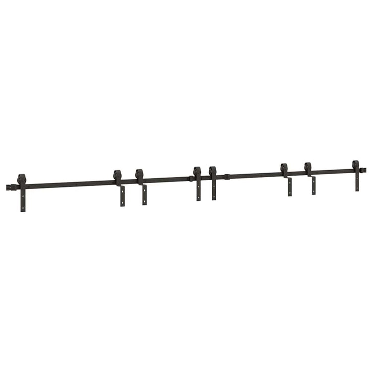 Vidaxxl Box mit Teilen für Schiebetür 366 cm Stahl schwarz