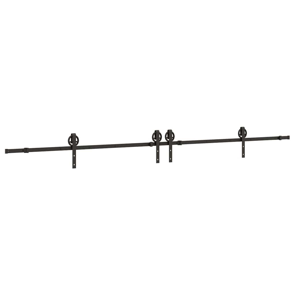 Vidaxxl Box mit Teilen für Schiebetür 366 cm Stahl schwarz
