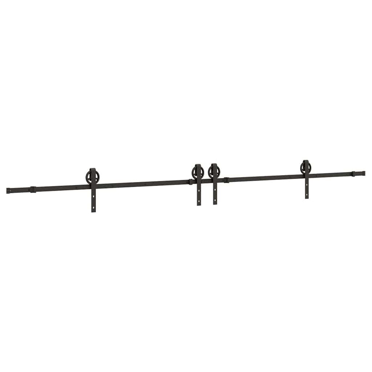 Vidaxxl Box mit Teilen für Schiebetür 366 cm Stahl schwarz