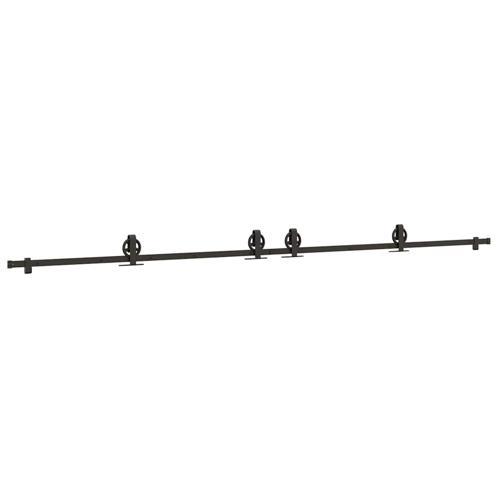 Vidaxxl Box mit Teilen für Schiebetür 366 cm Stahl schwarz