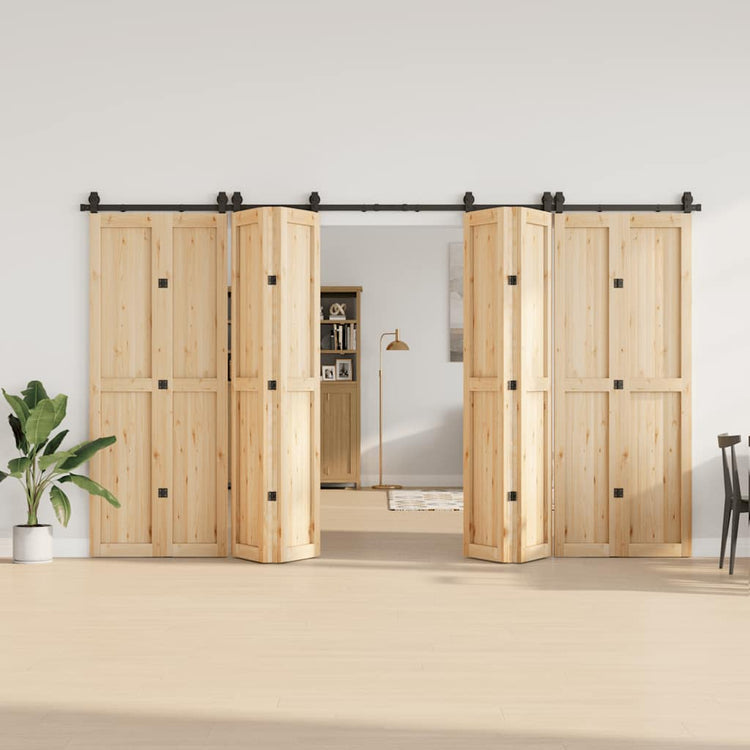 Vidaxxl Box mit Teilen für Schiebetür 366 cm Stahl schwarz