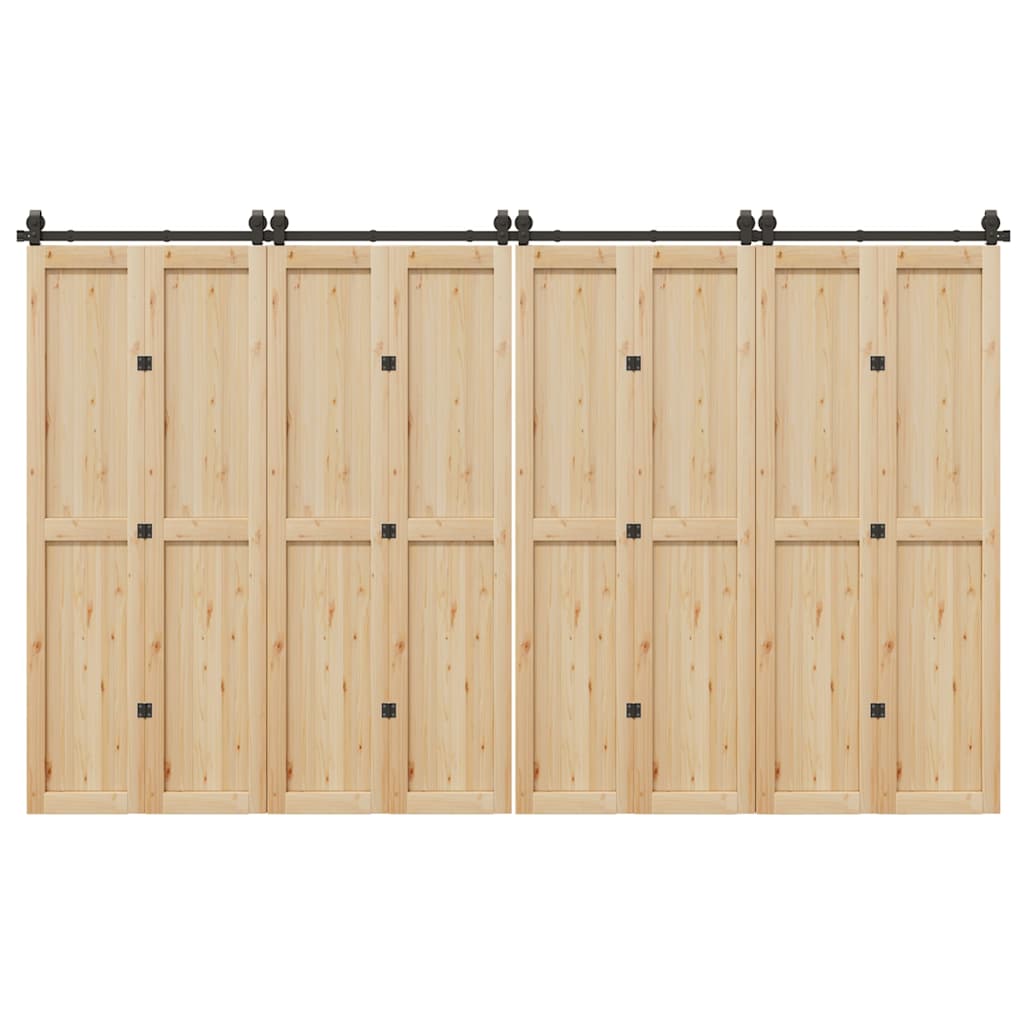 Vidaxxl Box mit Teilen für Schiebetür 366 cm Stahl schwarz