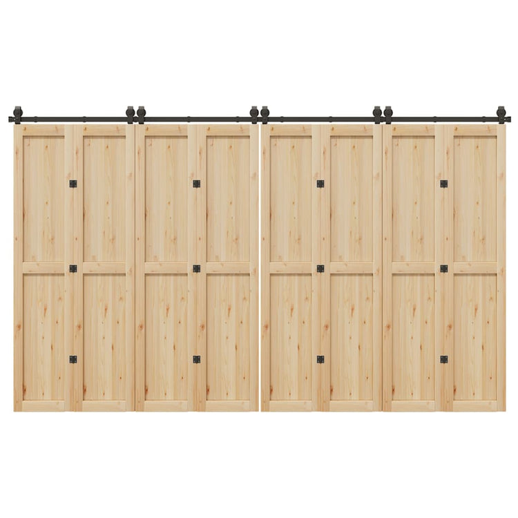 Vidaxxl Box mit Teilen für Schiebetür 366 cm Stahl schwarz