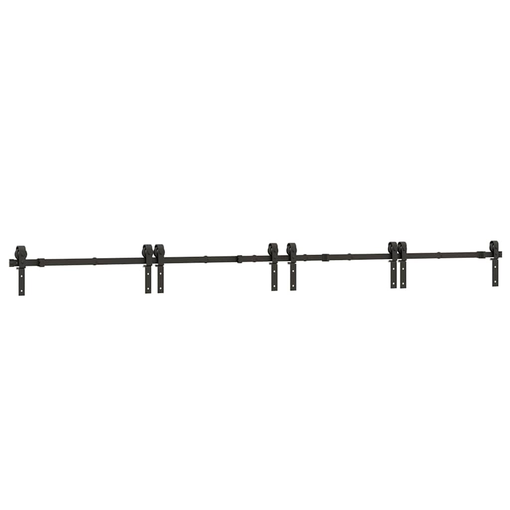 Vidaxxl Box mit Teilen für Schiebetür 366 cm Stahl schwarz