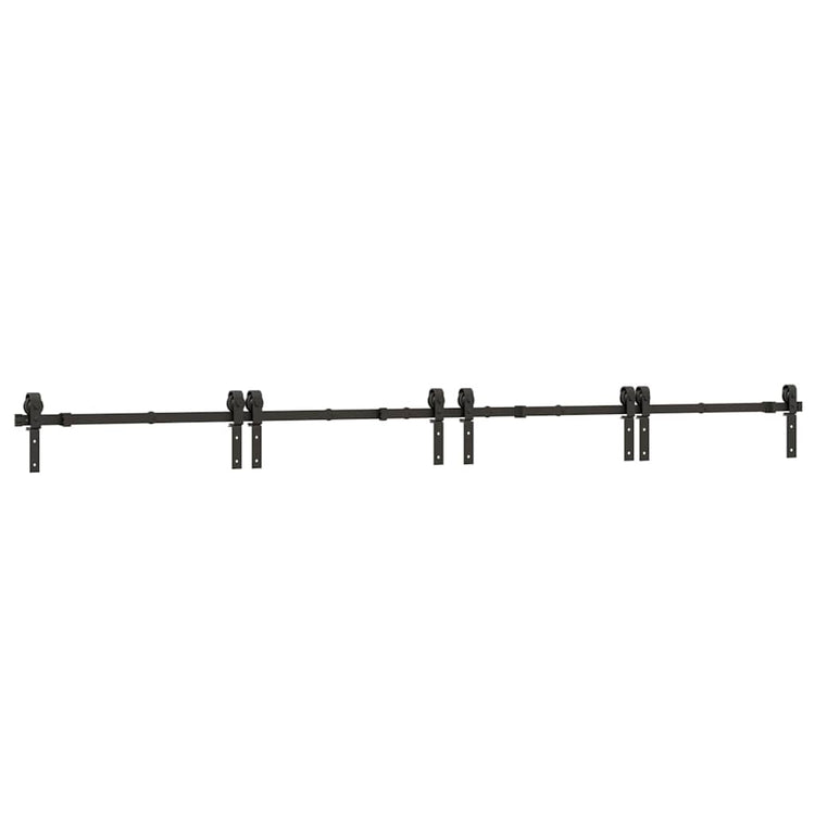 Vidaxxl Box mit Teilen für Schiebetür 366 cm Stahl schwarz