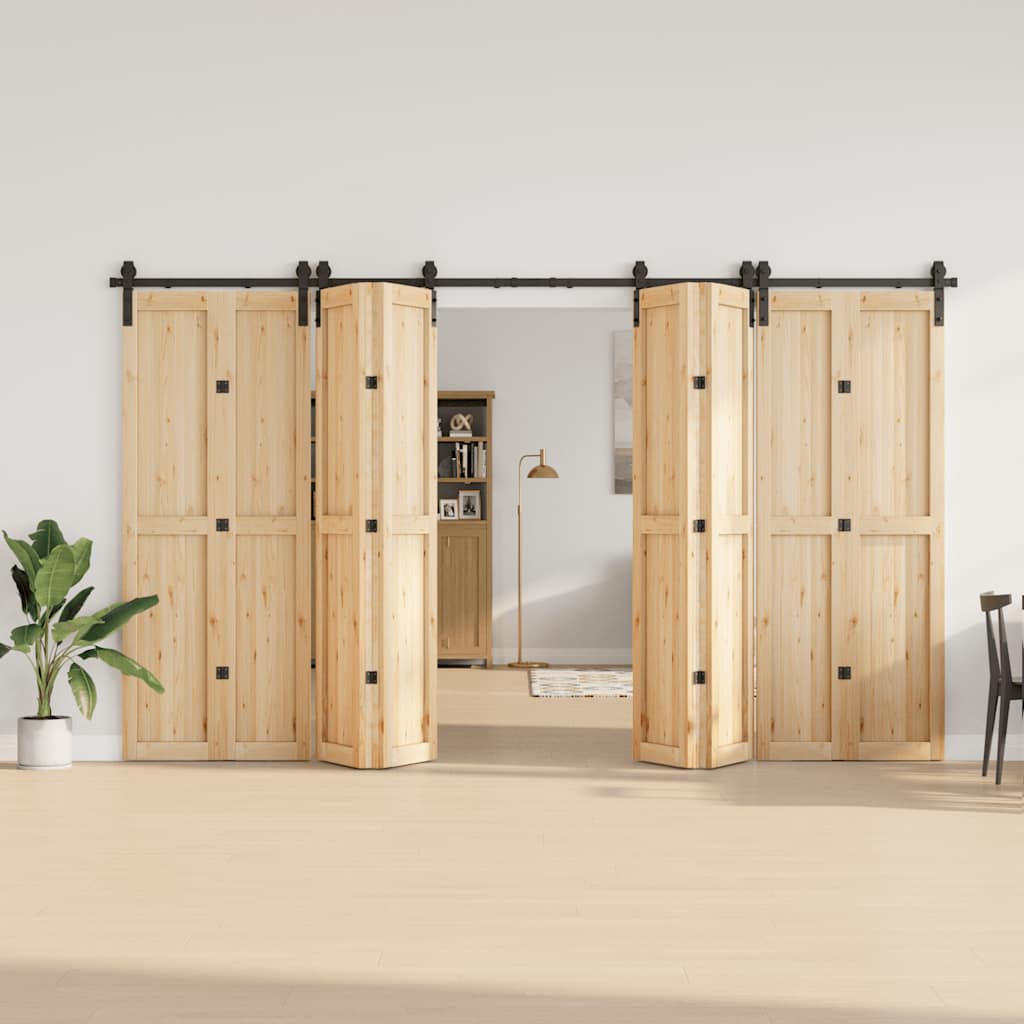 Vidaxxl Box mit Teilen für Schiebetür 366 cm Stahl schwarz