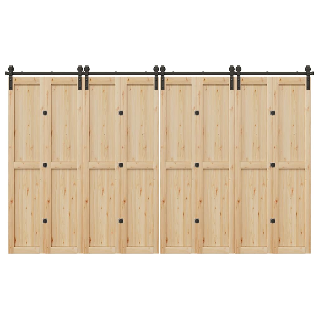 Vidaxxl Box mit Teilen für Schiebetür 366 cm Stahl schwarz