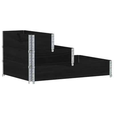Vidaxl erhöhte Pflanzer 3-Schicht 120 x 80 cm Festkieferholz schwarz