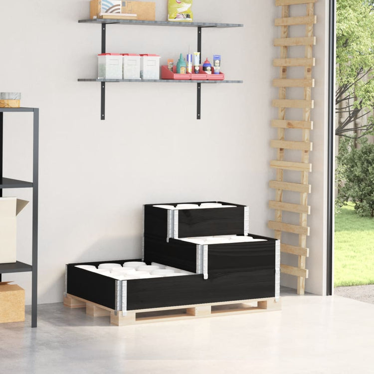 Vidaxl erhöhte Pflanzer 3-Schicht 120 x 80 cm Festkieferholz schwarz