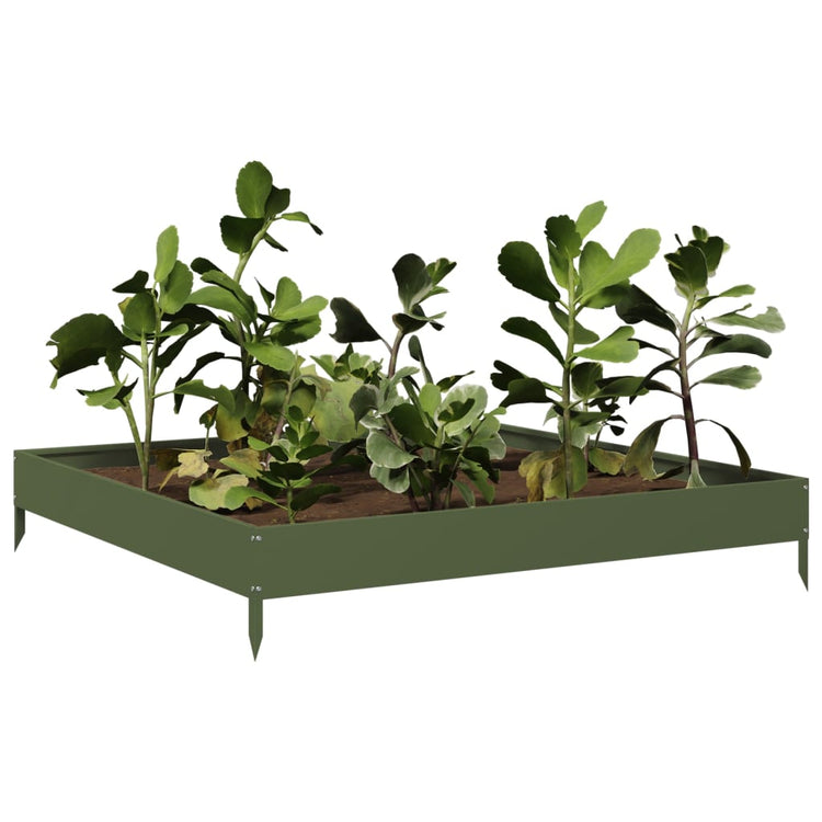 VIDAXL -Pflanzer erhoben 100x100x18,5 cm Stahl Olivengrün