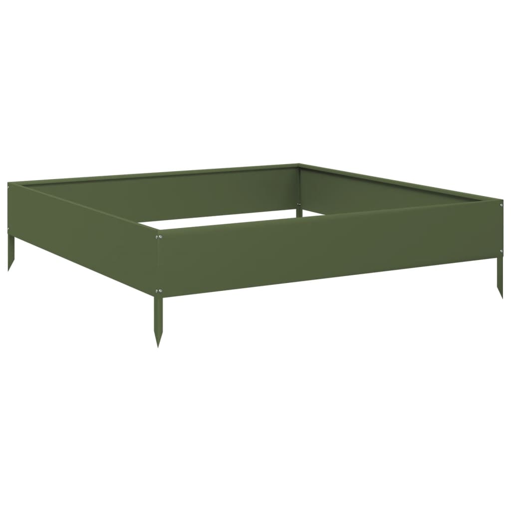 VIDAXL -Pflanzer erhoben 100x100x26 cm Stahl Olivengrün