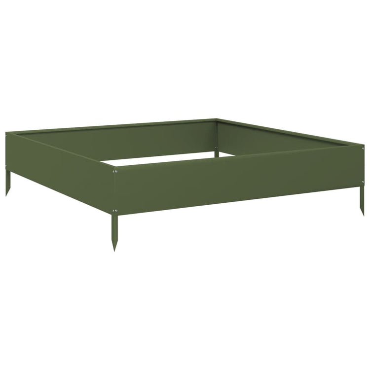 VIDAXL -Pflanzer erhoben 100x100x26 cm Stahl Olivengrün