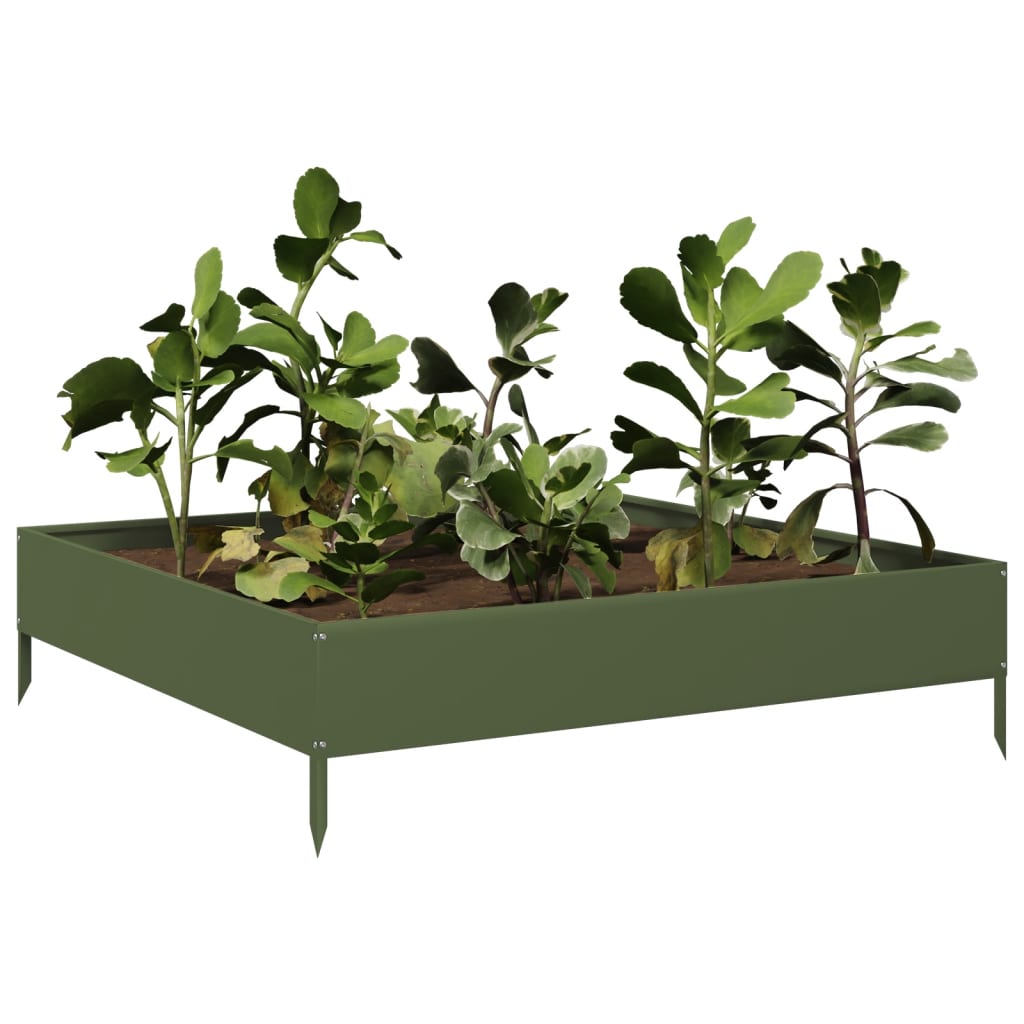 VIDAXL -Pflanzer erhoben 100x100x26 cm Stahl Olivengrün