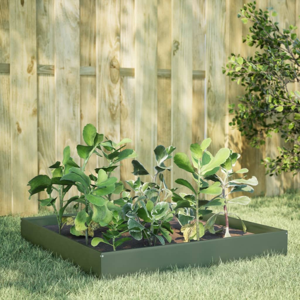 VIDAXL -Pflanzer erhoben 100x100x26 cm Stahl Olivengrün