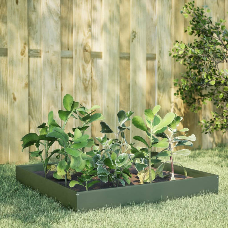 VIDAXL -Pflanzer erhoben 100x100x26 cm Stahl Olivengrün