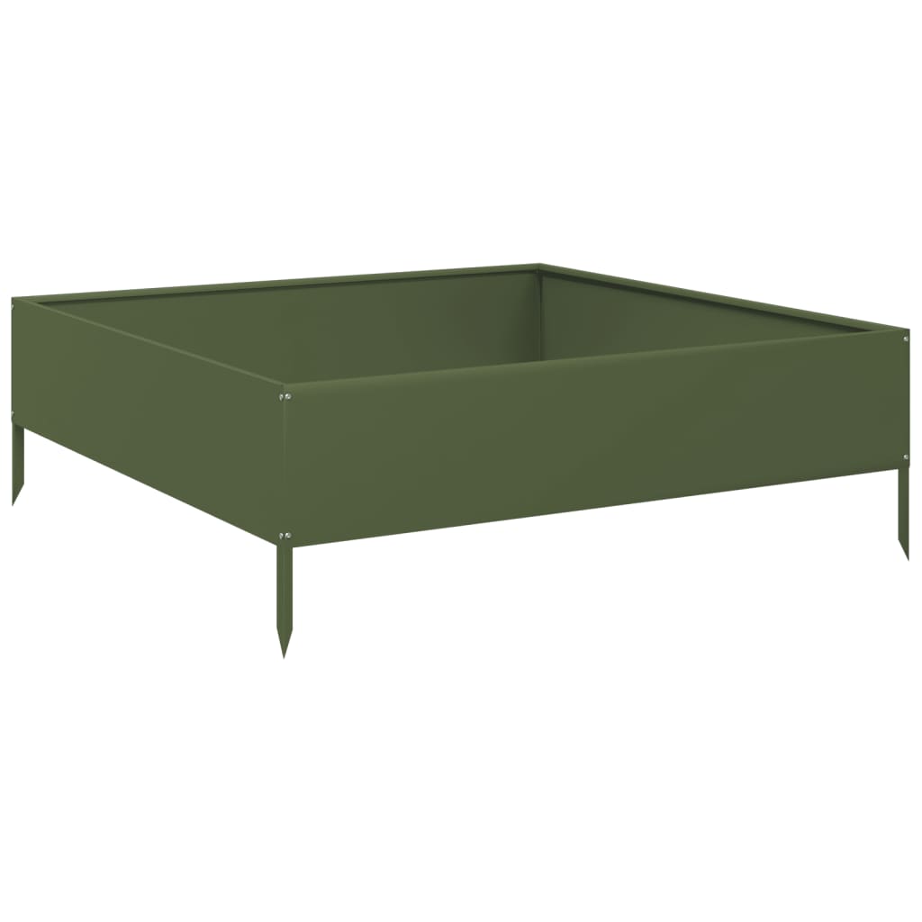 VIDAXL -Pflanzer erhoben 100x100x33,5 cm Stahl Olivengrün