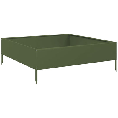 VIDAXL -Pflanzer erhoben 100x100x33,5 cm Stahl Olivengrün